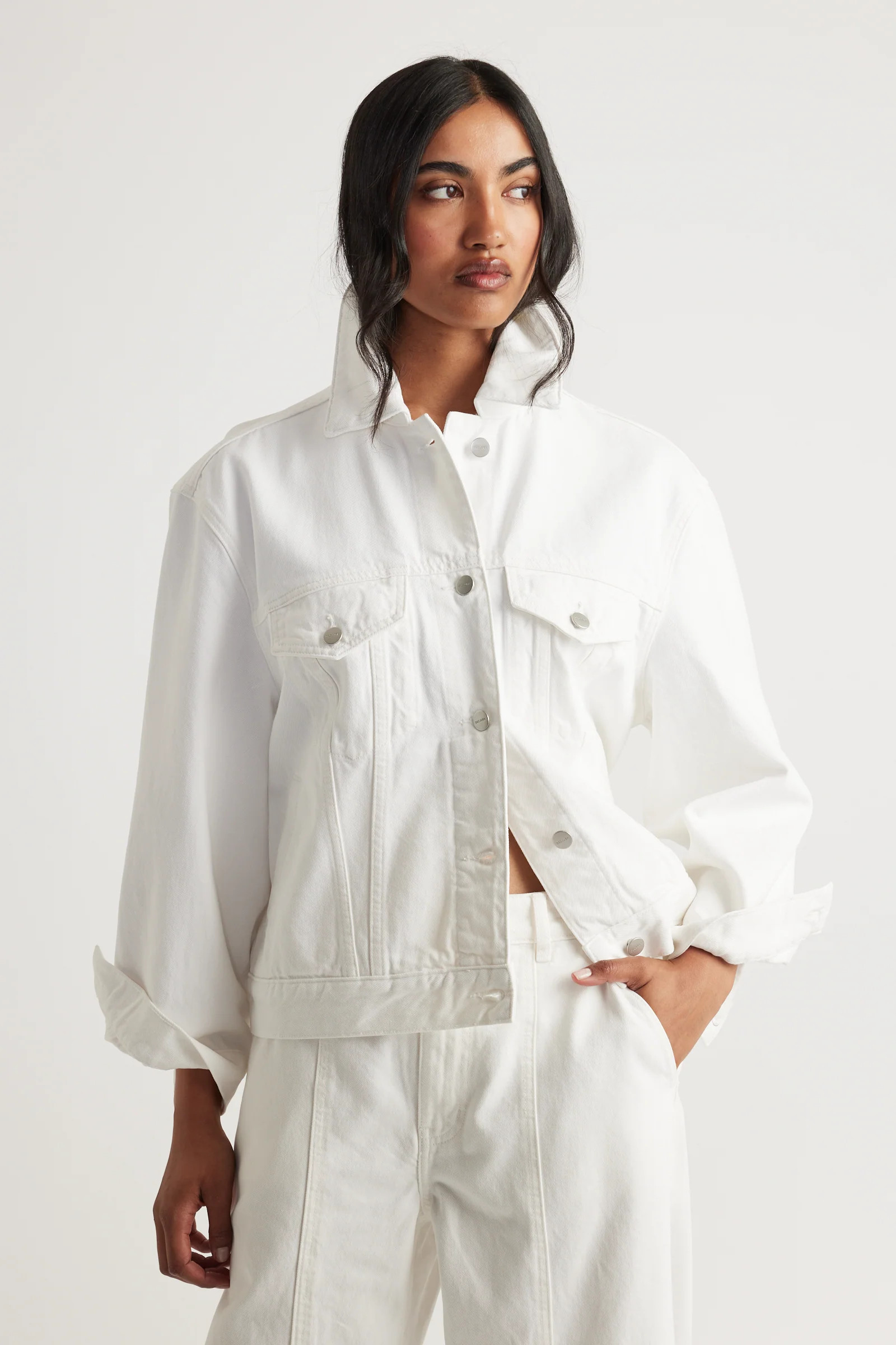 Nakita Denim Jacket - White | DECJUBA