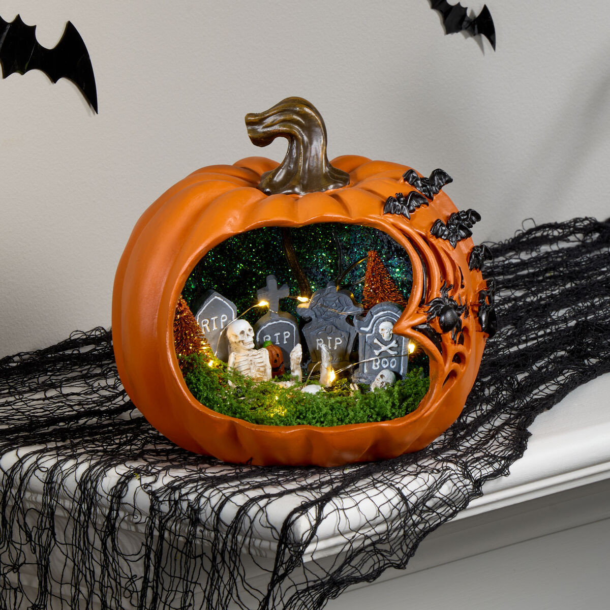 Graveyard Pumpkin Scene LED Light Up Decor with Timer by World Market | World Market