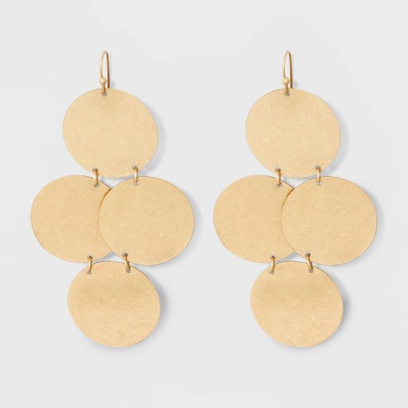 Tiered Textured Disc Drop Earrings - Universal Thread™ Gold | Target