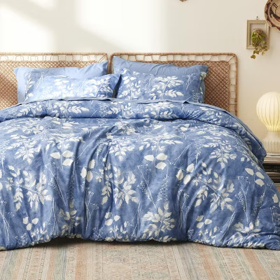 Bedsure King Comforter Set 7 Pieces Blue Floral Bedding Sets King Bed in a Bag with Botanical Flowers Comforter Sheets Pillowcases Shams | Target