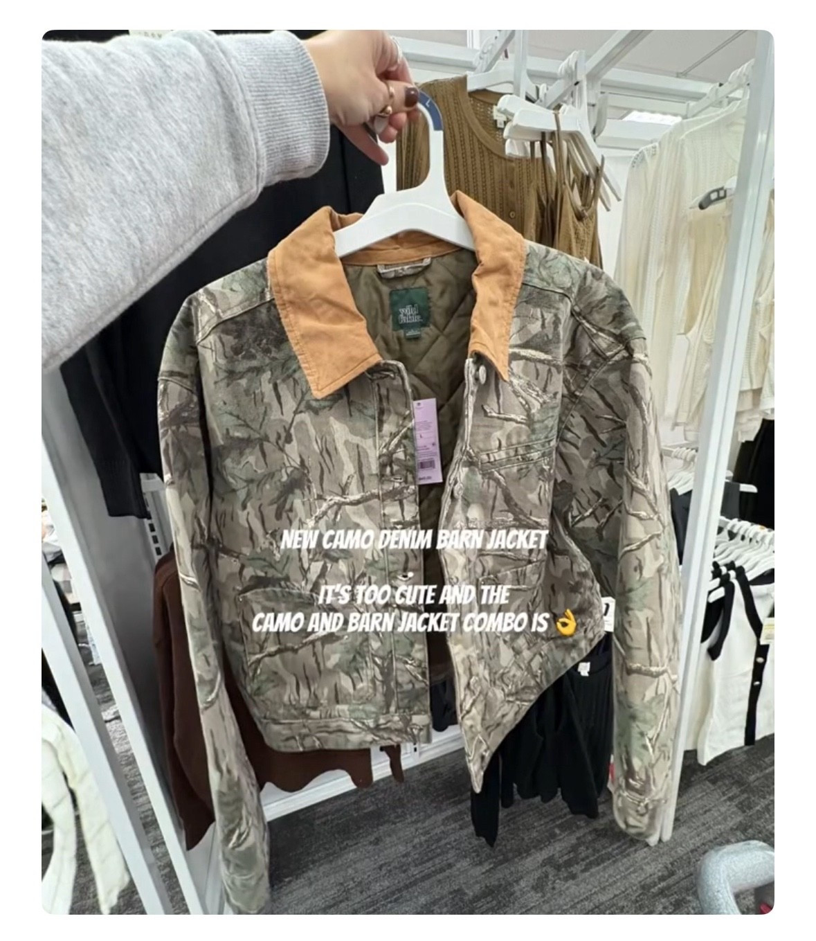 Target Camo Barn Jacket!!
New and will definitely be a best seller!

So cute!

Target coats , target jackets #LTKStyleTip

Comment SHOP below to receive a DM with the link to this post on my LTK ⬇ https://liketk.it/5xbQD #ltkfindsunder50 #ltkfindsunder100

#LTKHoliday #LTKFindsUnder50 #LTKGiftGuide