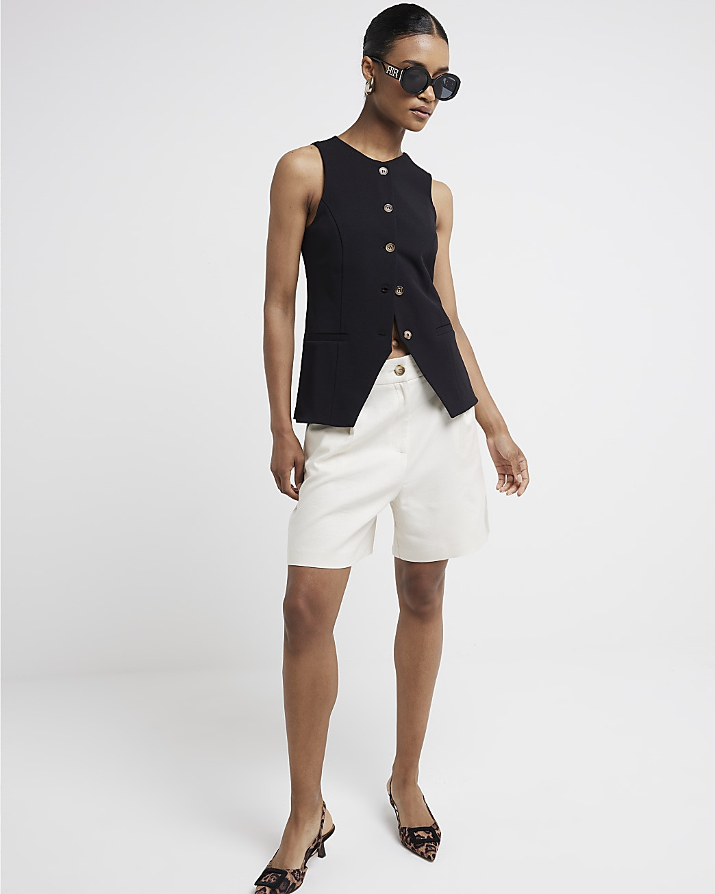 Black Crew Neck Waistcoat | River Island (UK & IE)