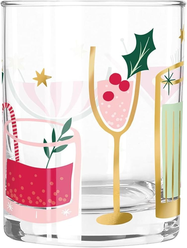 Slant Collections Christmas Cocktail Glasses Double Old Fashioned Glass, 12-Ounce, Drinks | Amazon (US)