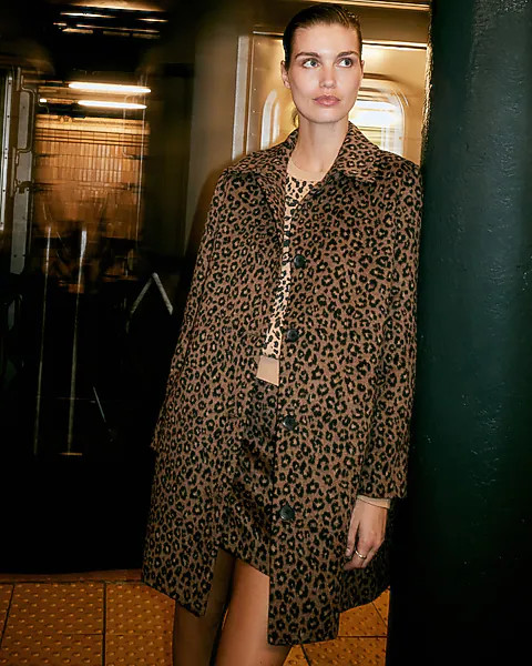 Leopard Midi Coat | Express