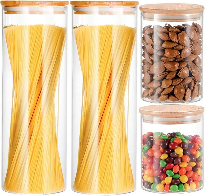 Glass Storage Containers, YULEER Glass Jar with Bamboo Lids, Airtight food Storage Canister for S... | Amazon (US)