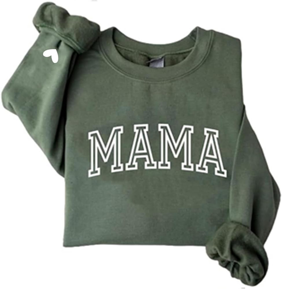 IZI POD Mama Sweatshirt, Mama Sweatshirt with Heart on Sleever, Gift for Mama, Mom, Birthday, Mot... | Amazon (US)