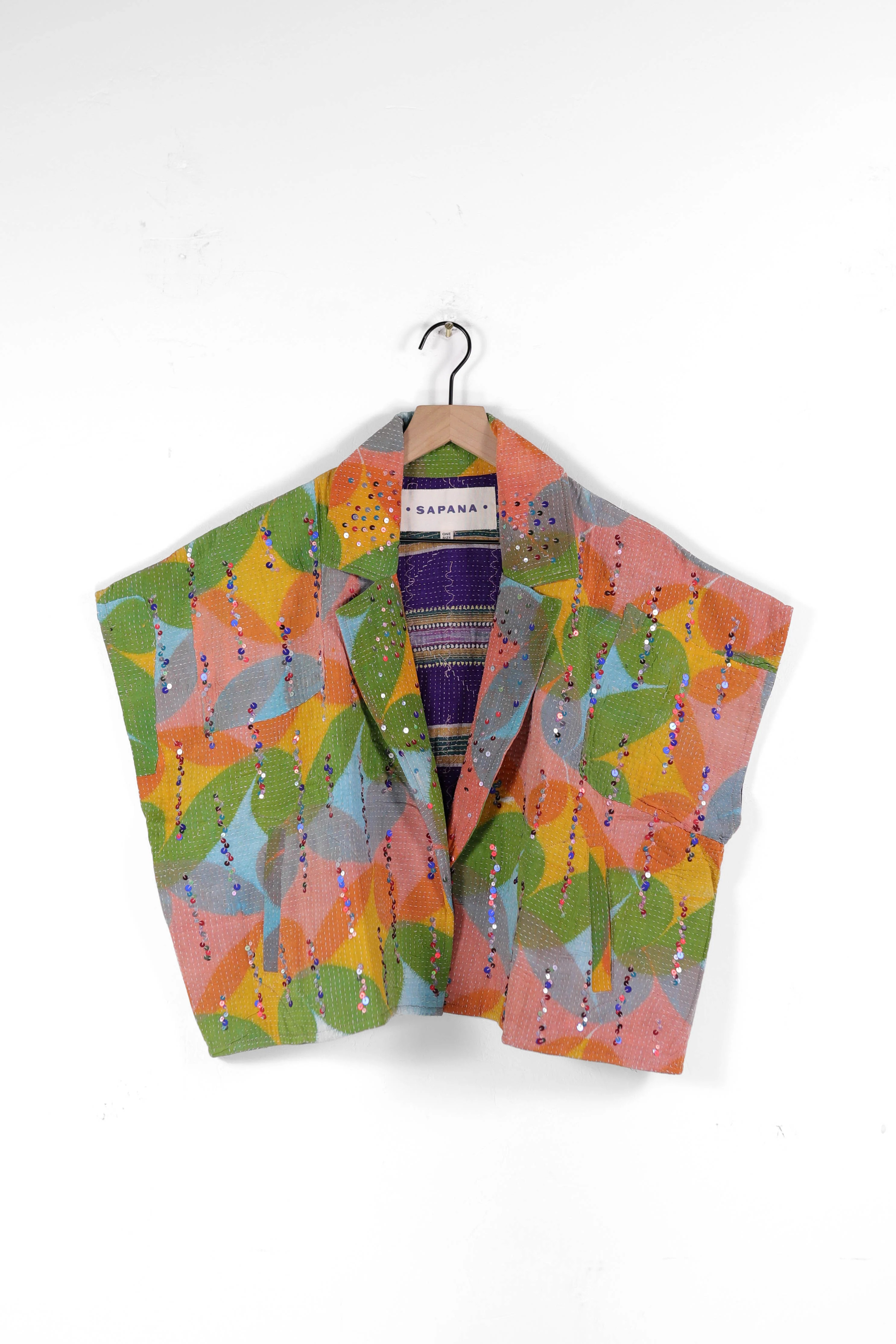 Vintage Kantha Blanket Coat The Round Top Blanket Coat | Sapana