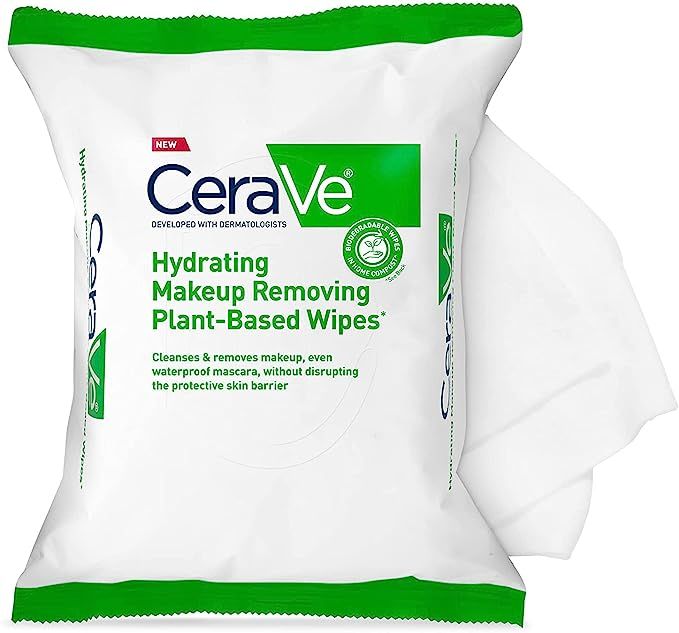 CeraVe Hydrating Facial Cleansing Makeup Remover Wipes| Plant Based Face Wipes| Biodegradable in ... | Amazon (US)