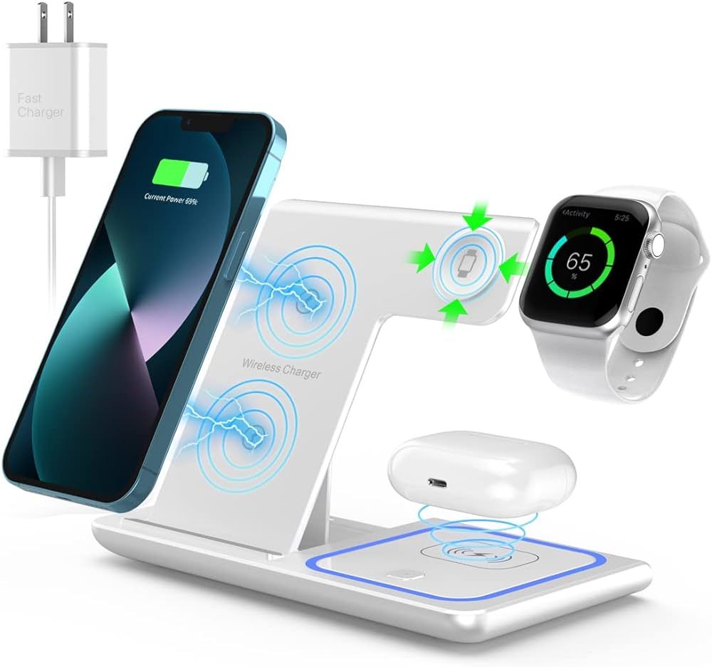 Wireless Charger,ANYLINCON 3 in 1 Wireless Charger Station for Apple iPhone/iWatch/Airpods,iPhone... | Amazon (US)