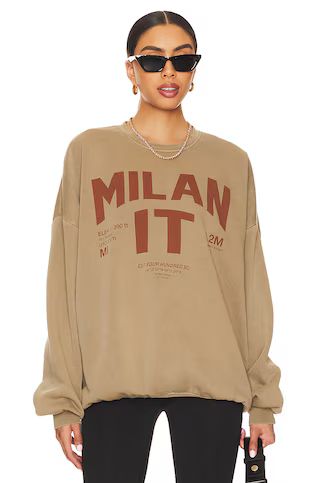 The Laundry Room Welcome To Milan Sweatshirt in Camel Gold from Revolve.com | Revolve Clothing (Global)