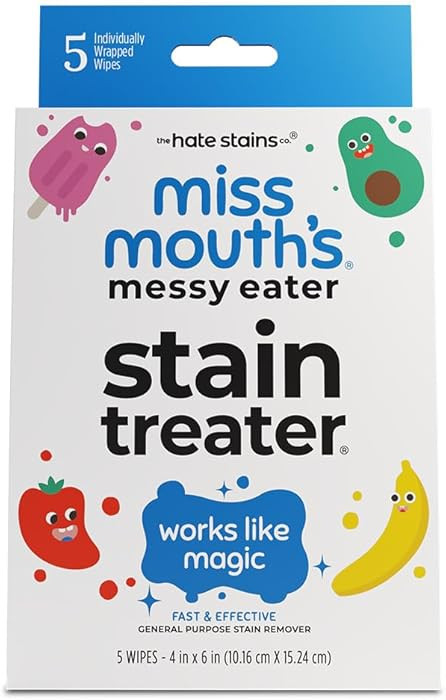 Miss Mouth's Messy Eater Stain Treater Wipes - 5 Pack Stain Remover - Newborn & Baby Essentials -... | Amazon (US)