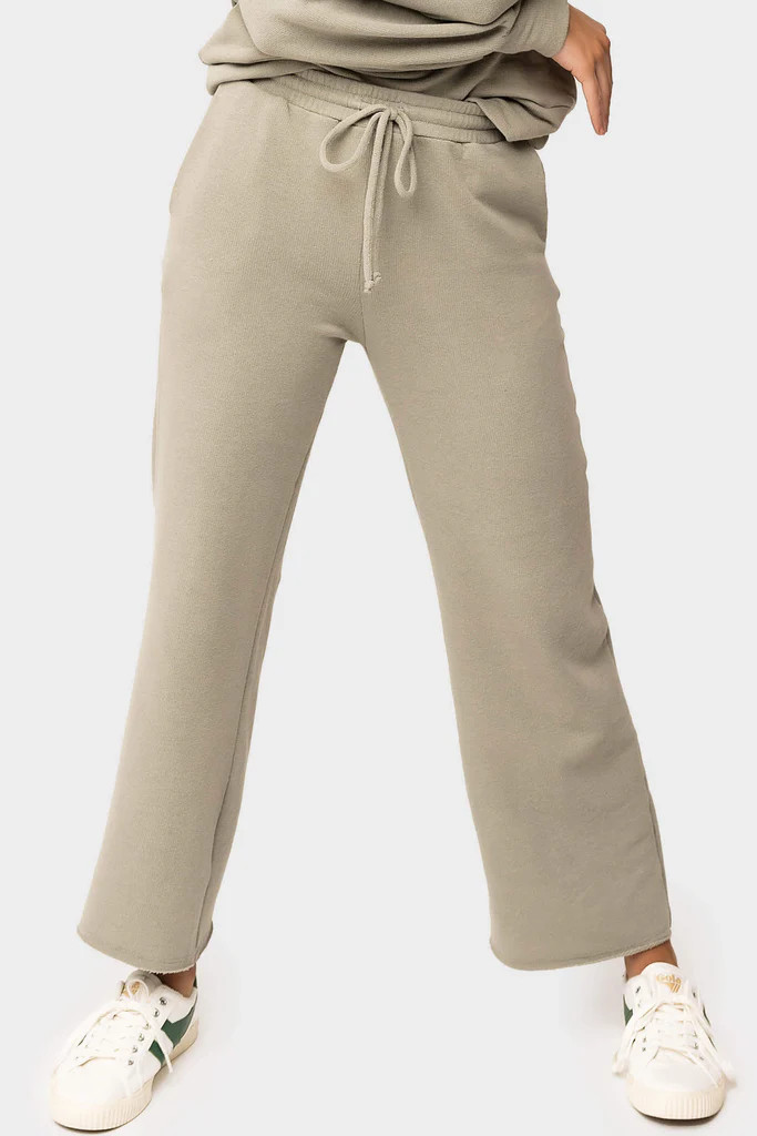 Luxe Lounge Raw Edge Wide Leg Ankle Pant | Gibson