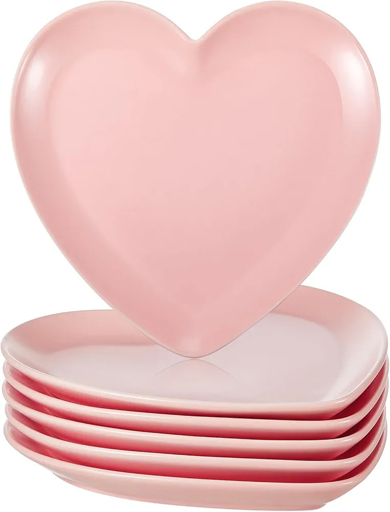 Suclain 12 platos de cerámica en forma de corazón de 7.4 pulgadas, platillos de porcelana para ... | Amazon (US)