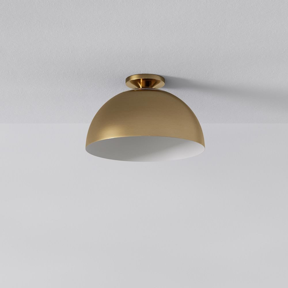 Sculptural Flushmount Antique Brass White Metal Dome (11.5&amp;quot;) | West Elm (US)