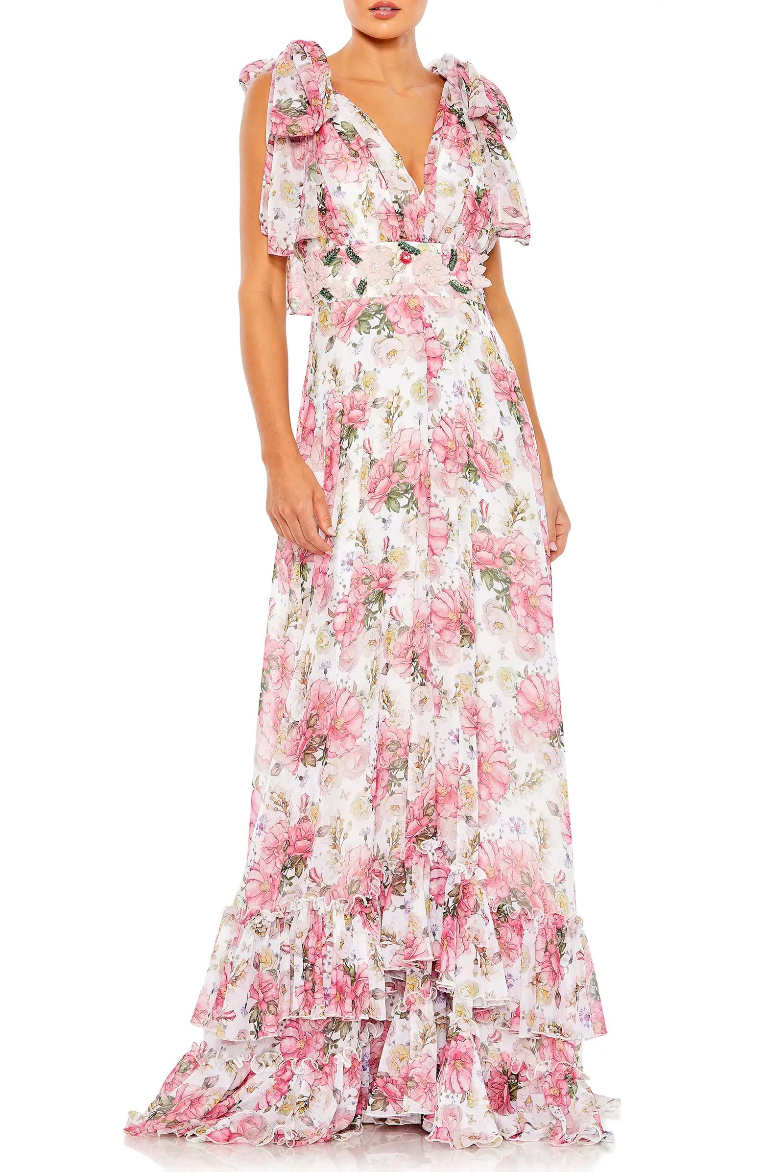 Ruffle Floral Print Chiffon Gown | Nordstrom