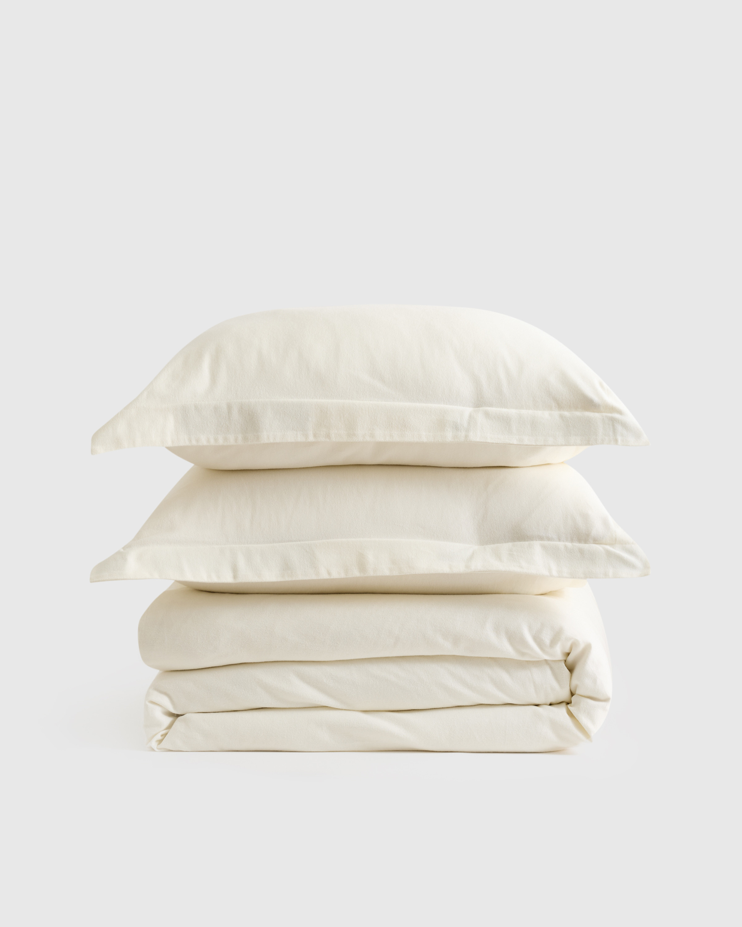 Quince | Luxury Organic Flannel Duvet Cover Set in Ivory, Size Full/Queen, Cotton | Quince
