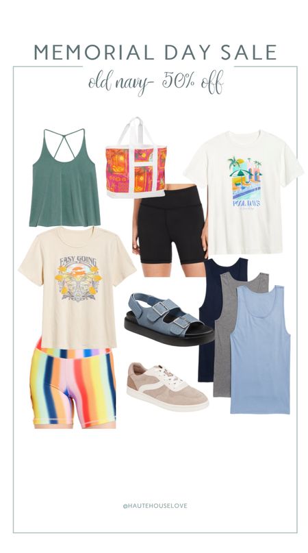 Memorial Day Sale at Old Navy. 50% off almost all of the site! It’s a great time to stock up on essentials! & These rainbow biker shorts are so fun for summer! 




Tank top, biker shorts, tshirts, graphic tees, sandals, sneakers, tank tops, summer outfits, summer bag, tote bag, shorts, old navy outfits, old navy summer outfits

#LTKFindsUnder100 #LTKStyleTip #LTKSaleAlert