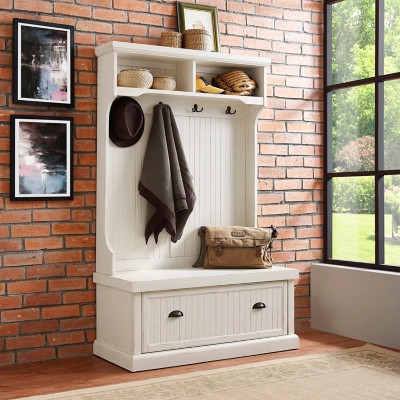 Crosley Seaside Hall Tree, Distressed White | Ashley Homestore