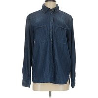 Pilcro by Anthropologie Long Sleeve Button Down Shirt: Blue Tops - Size Small | ThredUp (US)