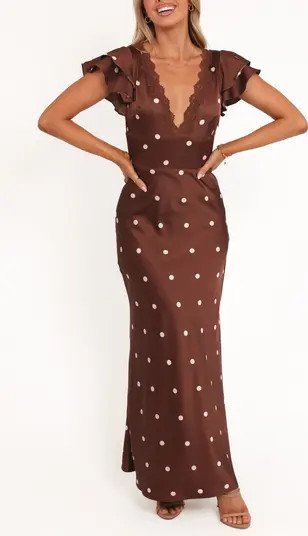 Arella Dot Satin Maxi Dress | Nordstrom
