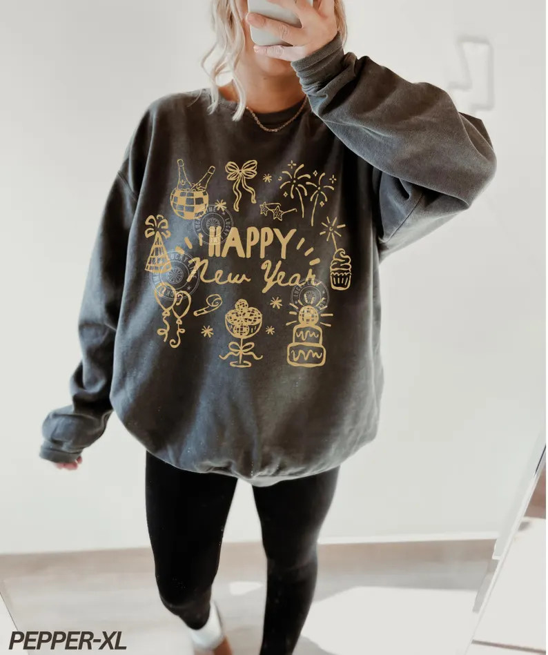 Comfort Colors® Happy New Year Sweatshirt, New Years Shirt, New Years Eve Sweatshirt, New Years ... | Etsy (US)