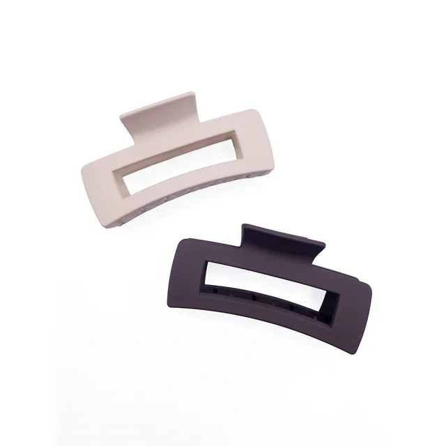 Time and Tru Women's Hair Claw Clip Set, 2 Pack, Ivory Brown - Walmart.com | Walmart (US)