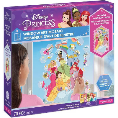 Make It Real Disney: Window Art Mosaic - Disney Princess - 70 pcs, Reusable Puzzle Window Clings, Creates a 9.5 x 16.5 Image, Kids Ages 6+ | Target