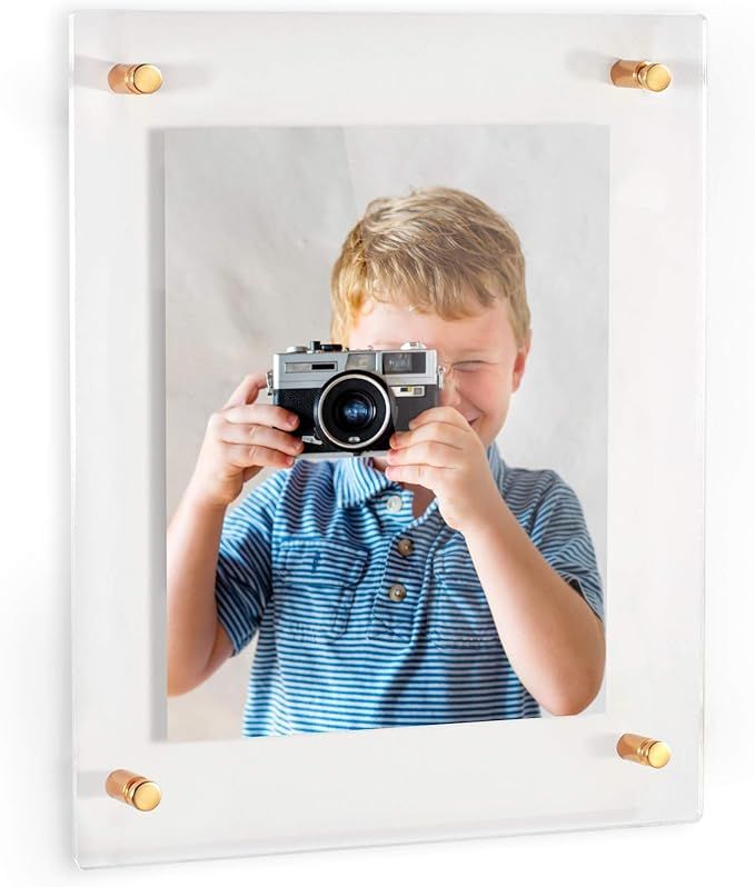 ArtToFrames Floating Acrylic Frame for Pictures Up to 6x8 inches (Full Frame is 10x12) with Gold ... | Amazon (US)