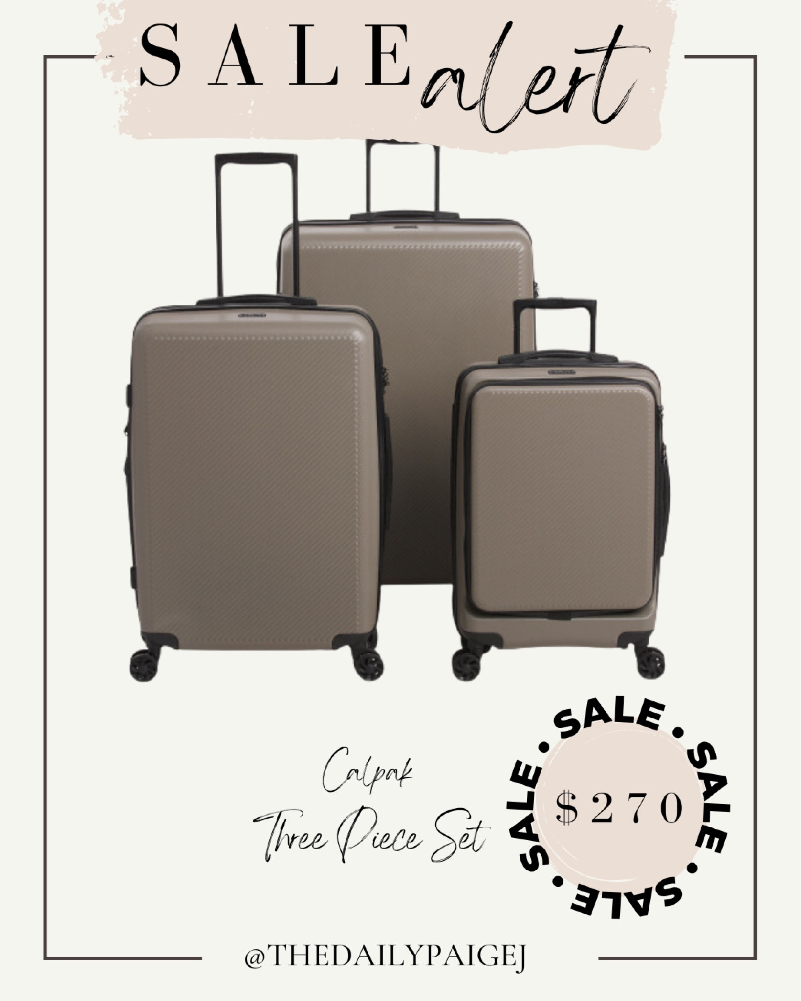 If you’re looking for three piece luggage look no further! TJ Maxx has the calpak three piece luggage set on major sale in a bunch of different colors and patterns. Such a great registry or wedding gift for en engaged couple! 

Honeymoon, travel gear, luggage, three piece luggage, calpak luggage, luggage on sale, TJ Maxx finds, registry gifts, wedding gifts, engaged, travel finds

#LTKwedding #LTKFind #LTKtravel