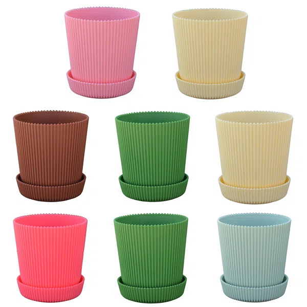 Akiyra 8 - Piece Plastic Pot Planter Set (Set of 8) | Wayfair North America