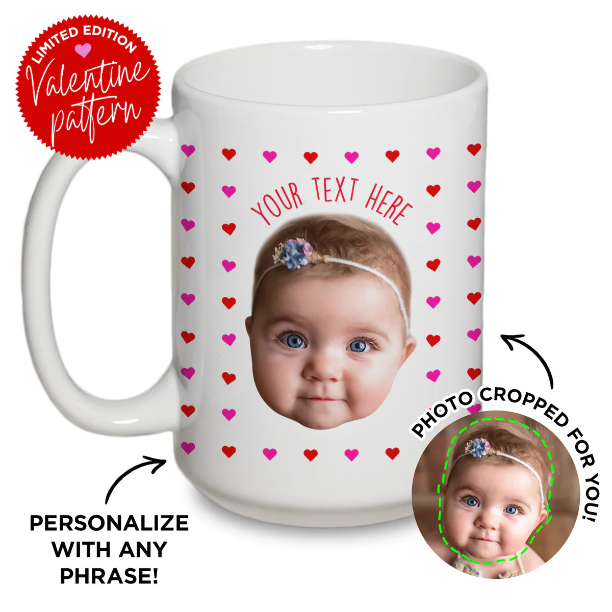 Personalized Heart Face Mug | Type League Press
