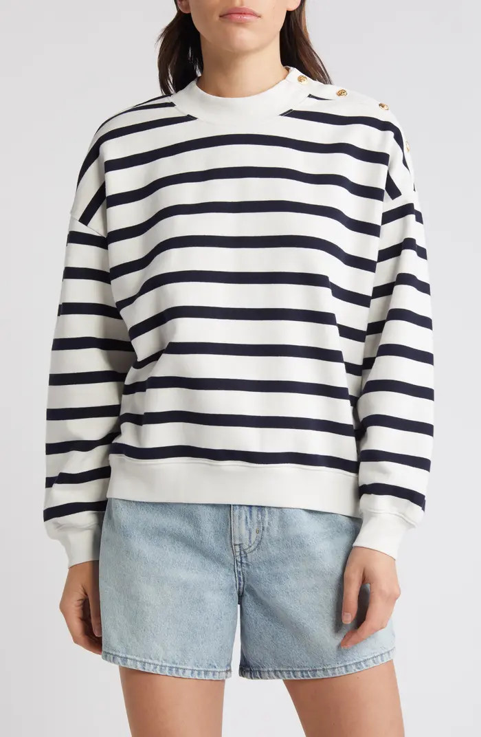 FRAME Button Stripe Sweater | Nordstrom | Nordstrom