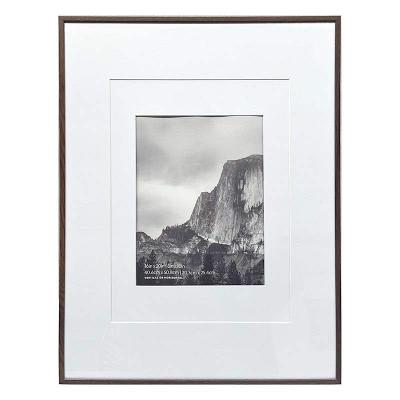 16x20 Walnut Thin Matted to 8x10 Wall Frame | At Home