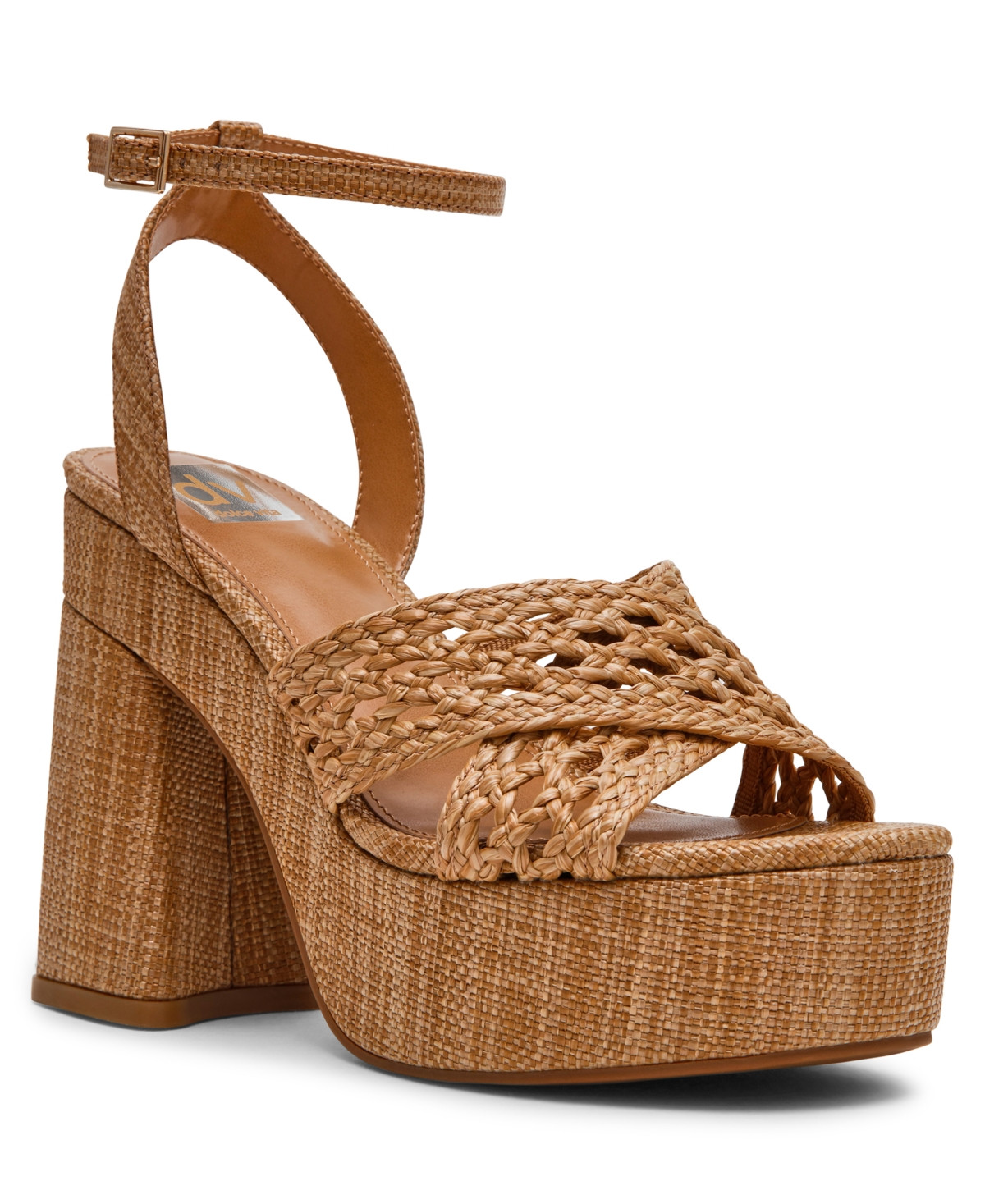 Dv Dolce Vita Women's Whisora Crossband Raffia Woven Platform Dress Sandals - Cafe Raffia | Macy's