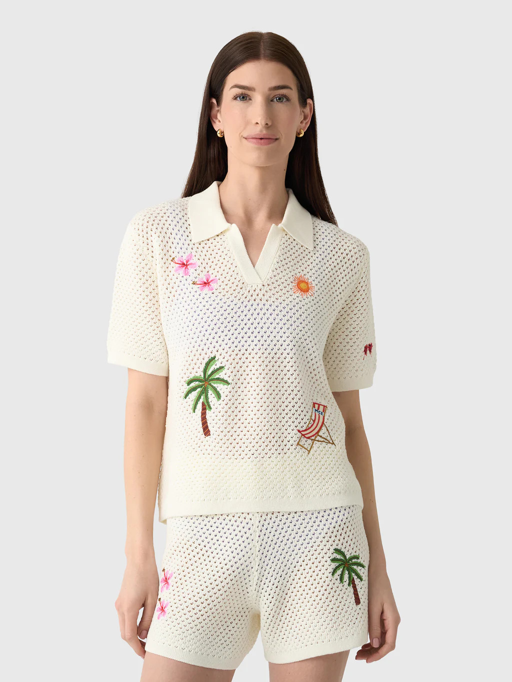 MC2 Saint Barth Women's Pixie Embroidered Knit Polo | Saint Bernard