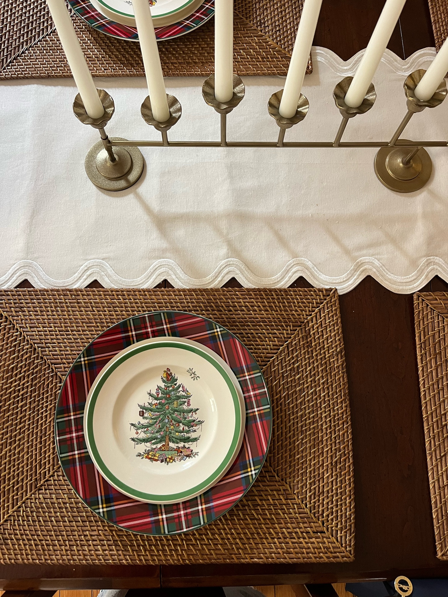 Holiday table settings coming together! Love these plaid pottery barn plates and Spode Christmas salad plates. 

// holiday decor, Christmas plates, classic Christmas decor 

#LTKHome #LTKSeasonal #LTKHoliday