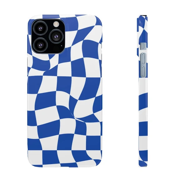 Blue Abstract Checkered Iphone Snap Case - Etsy | Etsy (US)