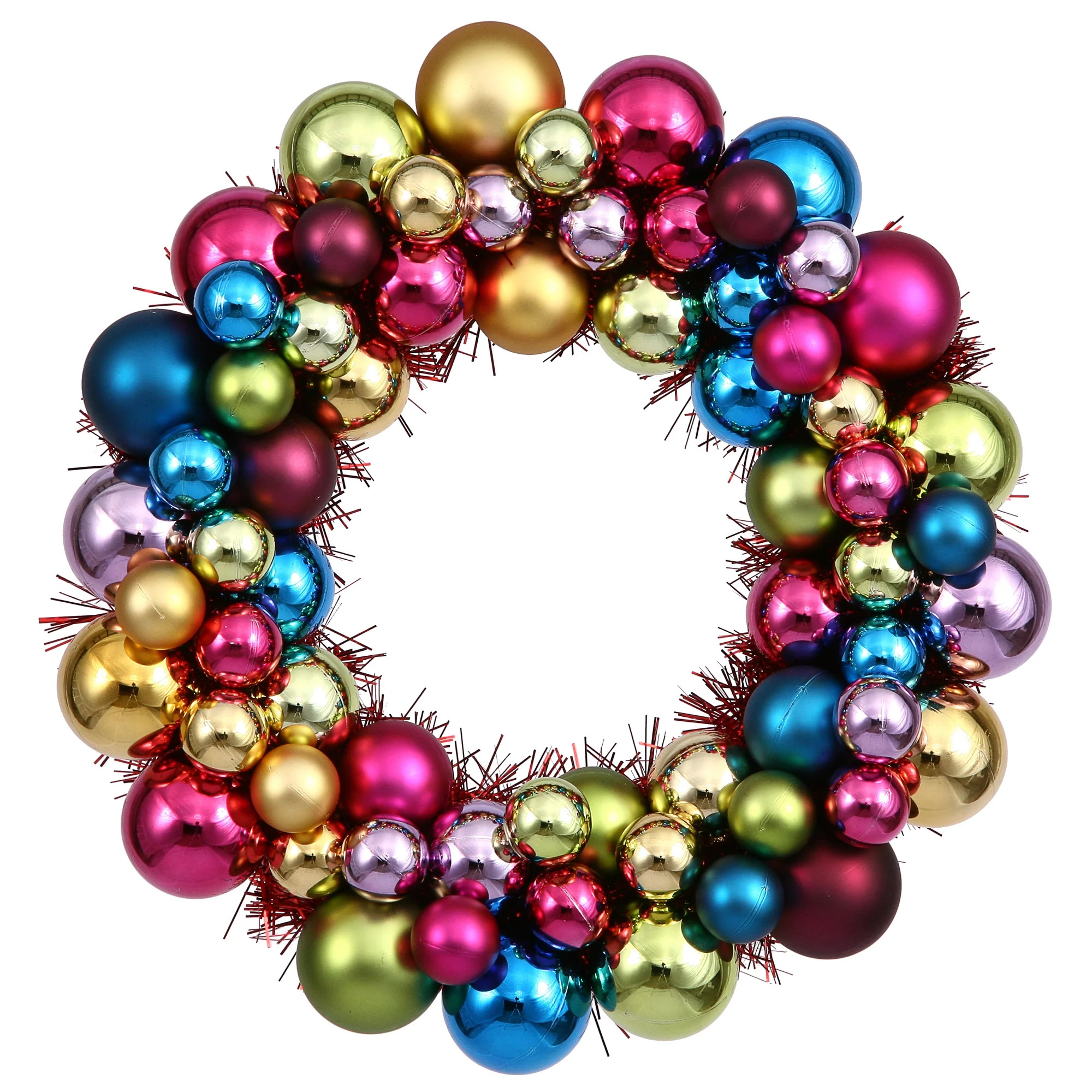 Vickerman 12" Multi-Colored Shiny and Matte Ball Wreath | Walmart (US)