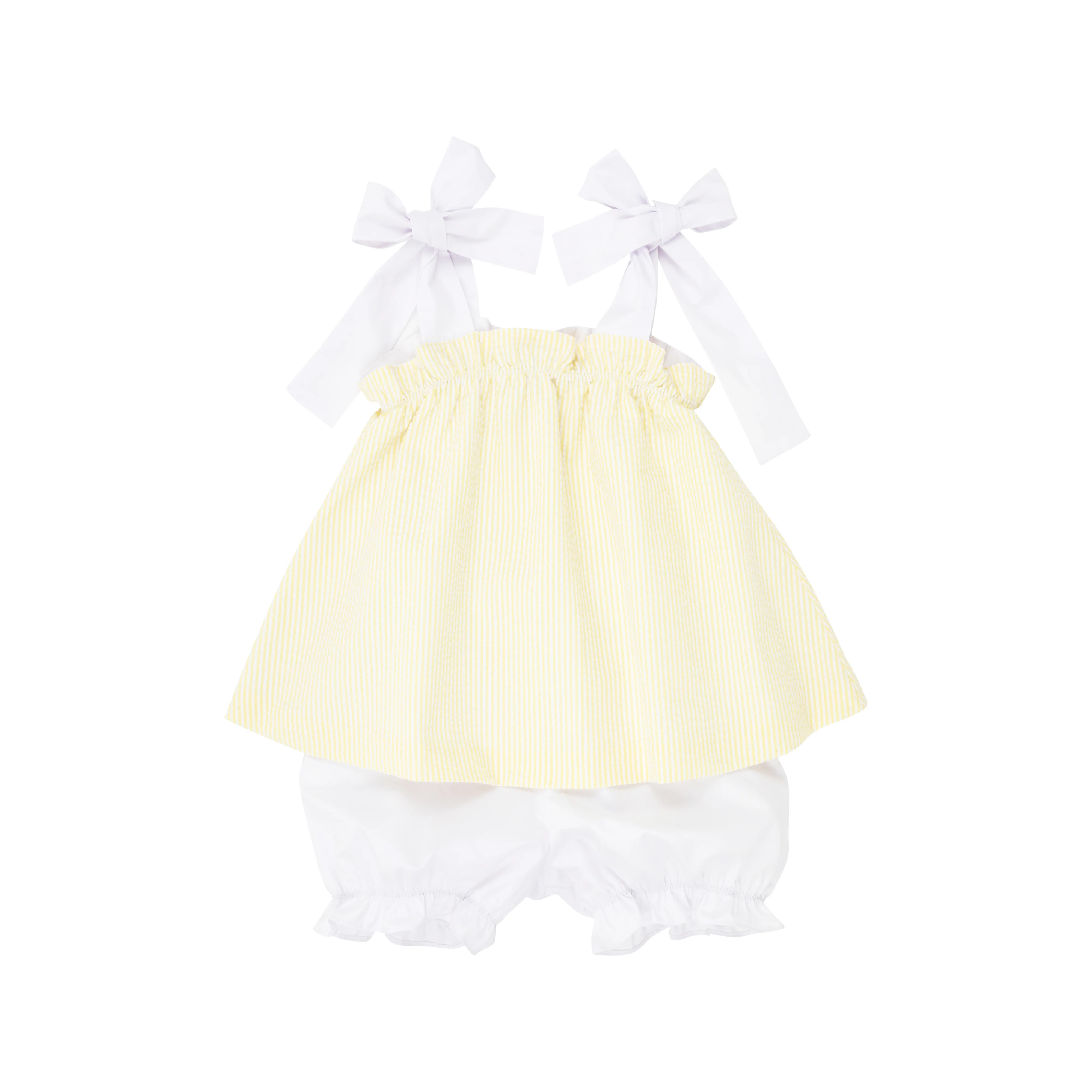 Lainey's Little Set - Seaside Sunny Yellow Seersucker with Worth Avenue White | The Beaufort Bonnet Company