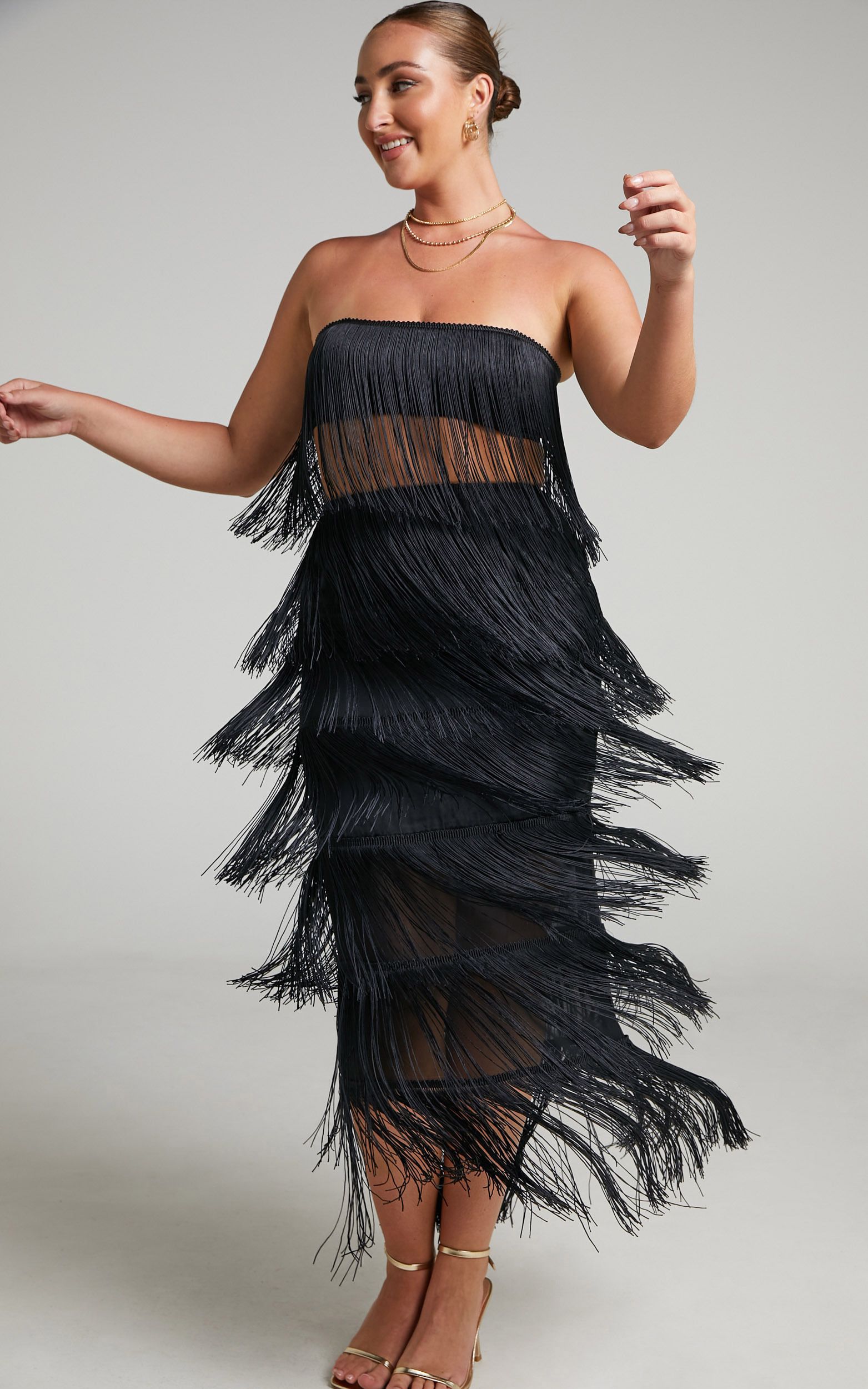 Amalee Fringe Two Piece Skirt Set in Black | Showpo | Showpo - deactived