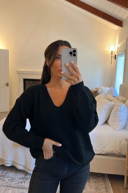 Perfect black oversized sweater from @cupshe! I’m wearing a size small!🖤 code: ariana15 for 15% off! 

#LTKSeasonal #LTKunder50