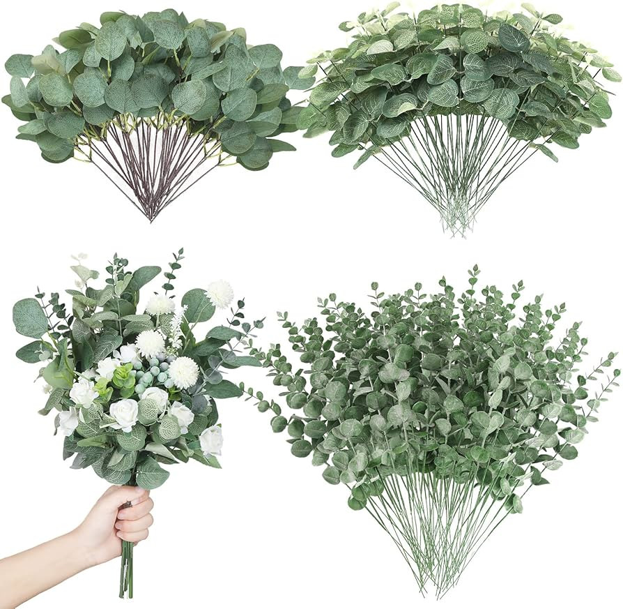 180 Pcs 3 Kinds Mixed Eucalyptus Leaves Stems Bulk Artificial Silver Dollar Eucalyptus Leaves Pic... | Amazon (US)