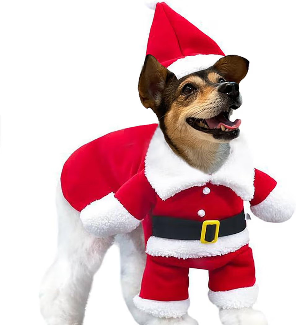 Christmas Dog Santa Costume Outfit, Xmas Puppy Santa Claus Clothes Suits Hat for Pet Dogs Cats Pa... | Amazon (US)