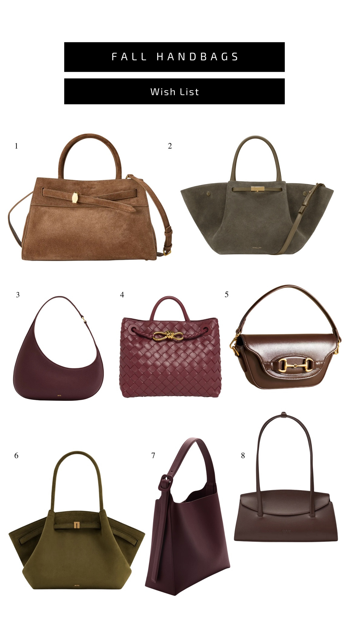 Fall handbags I’m eying 👀 I can’t link all of these in LTK, but the ones that are missing here can be found on my blog: www.raisedrogue.com 

#LTKSeasonal #LTKStyleTip #LTKFindsUnder100
