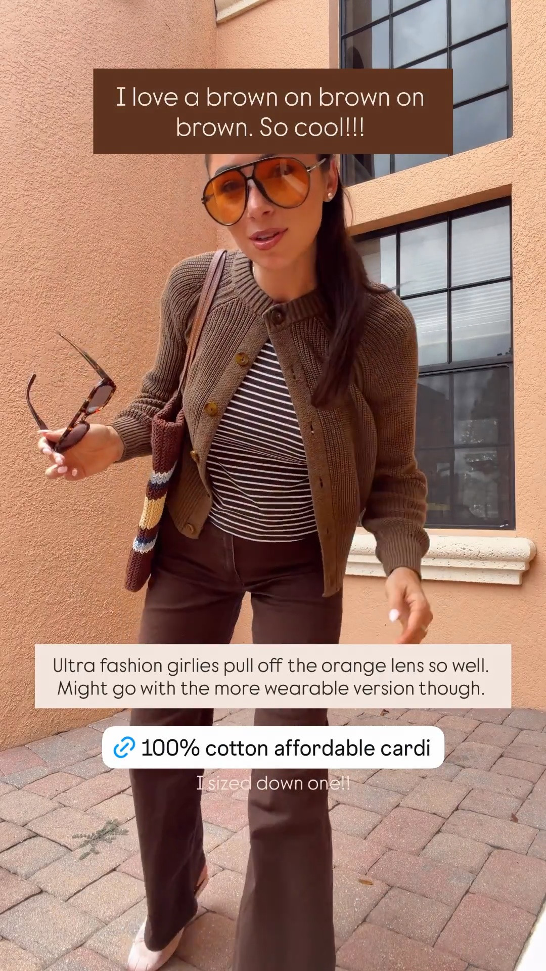 Fall outfit idea // all brown outfit idea // sweater is 100% cotton and affordable!! I recommend sizing down one. Top is cheap and true to size!