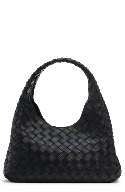 Bottega Veneta Small Campana Intrecciato Leather Shoulder Bag in Black-Brass at Nordstrom | Nordstrom