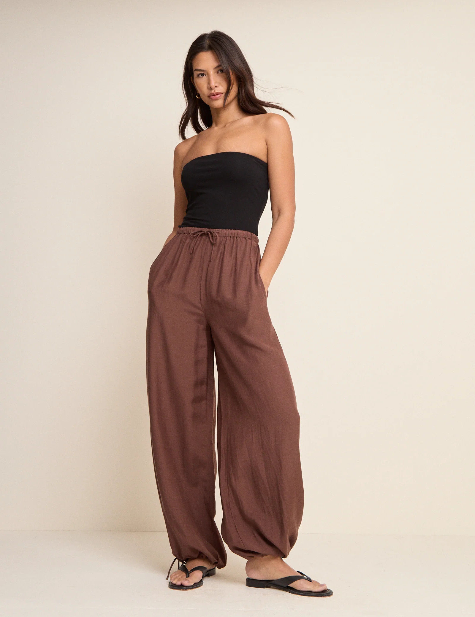 Brown Balloon Cuffed Trousers | Nobody's Child