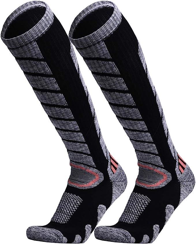 WEIERYA Ski Socks 2 Pairs Pack for Skiing, Snowboarding, Cold Weather, Winter Performance Socks | Amazon (US)