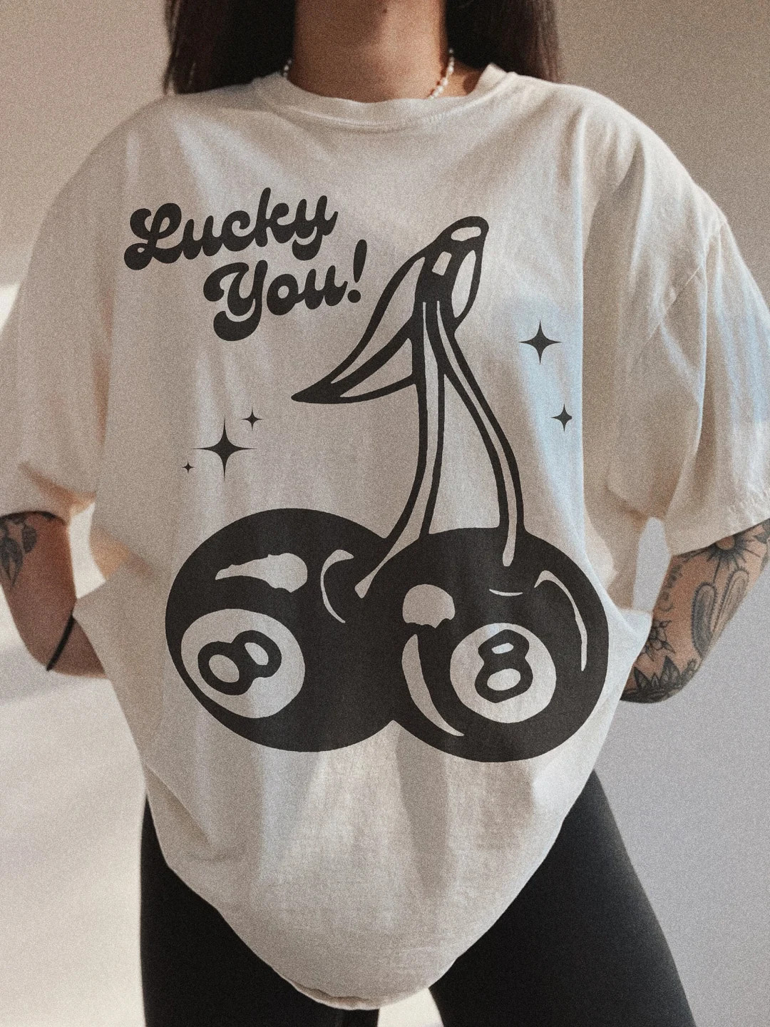 Lucky You Cherry 8 Ball Tee, Comfort Colors Graphic Tee, Trendy Aesthetic St Patrick’s Day Shir... | Etsy (US)