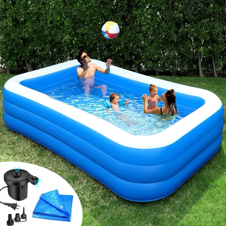Inflatable Swimming Pool, 98\u2019\u2019 \u00d7 55\u2019\u2019 \u00d7 20.5\u2019\u2019 Large & Th... | Walmart (US)